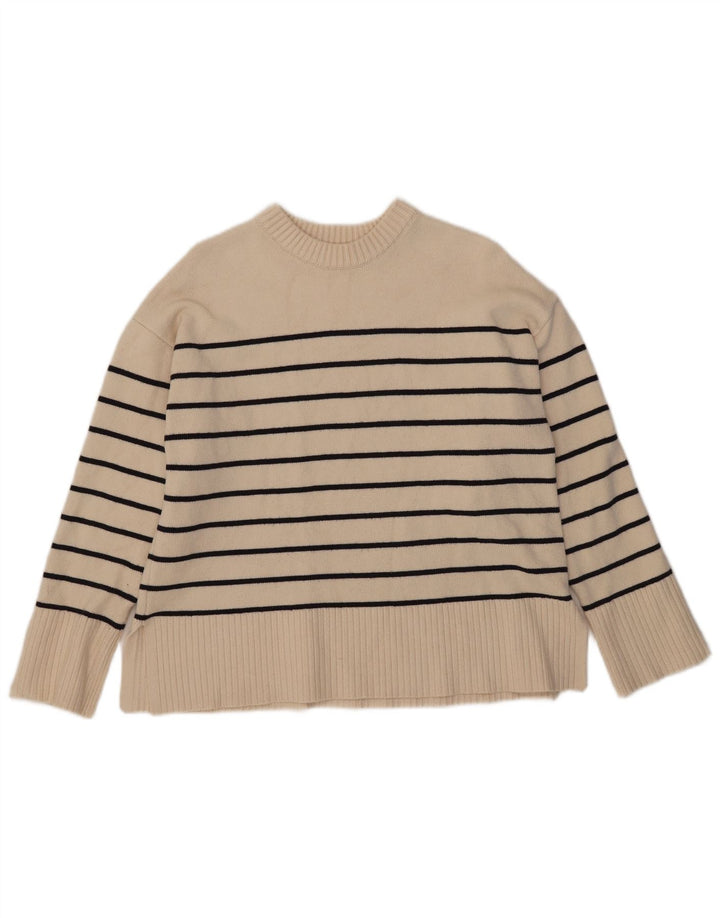 Pulover supradimensionat pentru femei Zara, cu decolteu triplu, cu dungi albe mici, UK 10