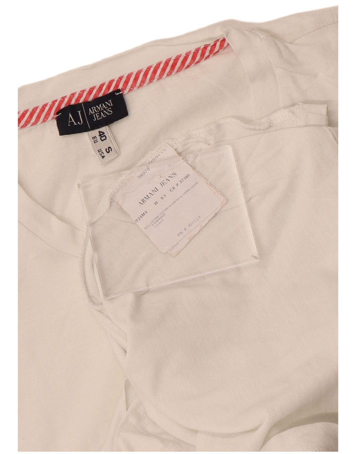 ARMANI JEANS Tricou cu grafic pentru femei Top EU 40 Bumbac alb mediu