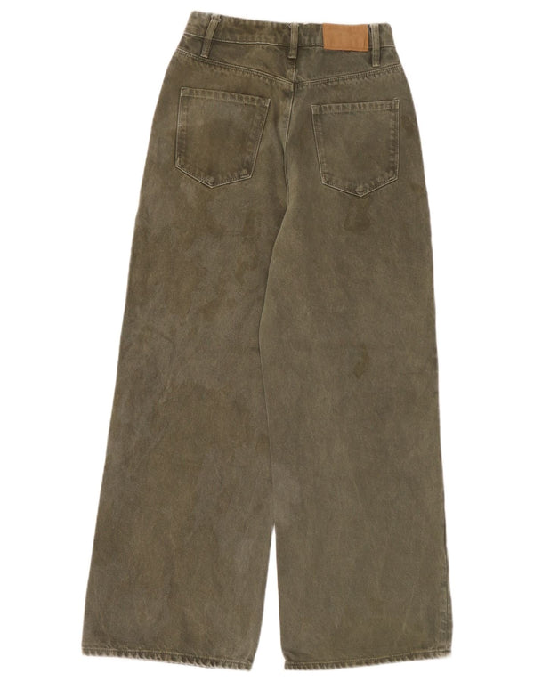 Blugi Zara femei cu talie înaltă cu picioare largi EU 34 2XS W24 L26 kaki