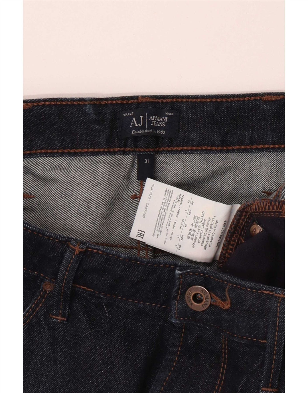 Blugi slim pentru bărbați Armani W31 L33 bumbac bleumarin