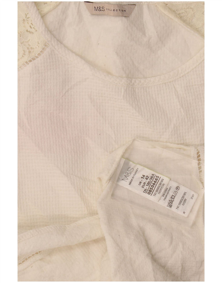 Marks & Spencer Top pentru femei cu mâneci 3/4 UK 14, mare, alb, bumbac