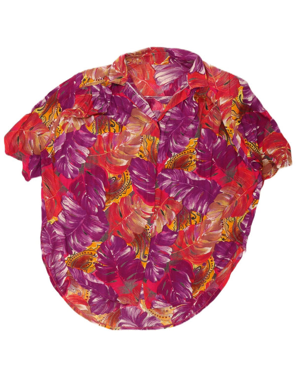 Cămașă vintage pentru femei cu mânecă scurtă UK 18 XL, multicoloră, florală