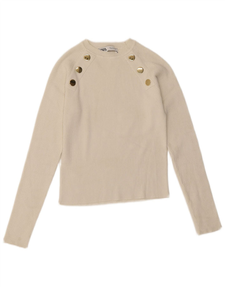 Crop Top pentru femei Zara cu mânecă lungă UK 12 Medium White