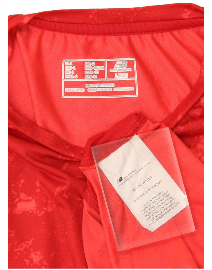 Top pentru bărbați New Balance cu mânecă lungă, mare, roșu, din poliester