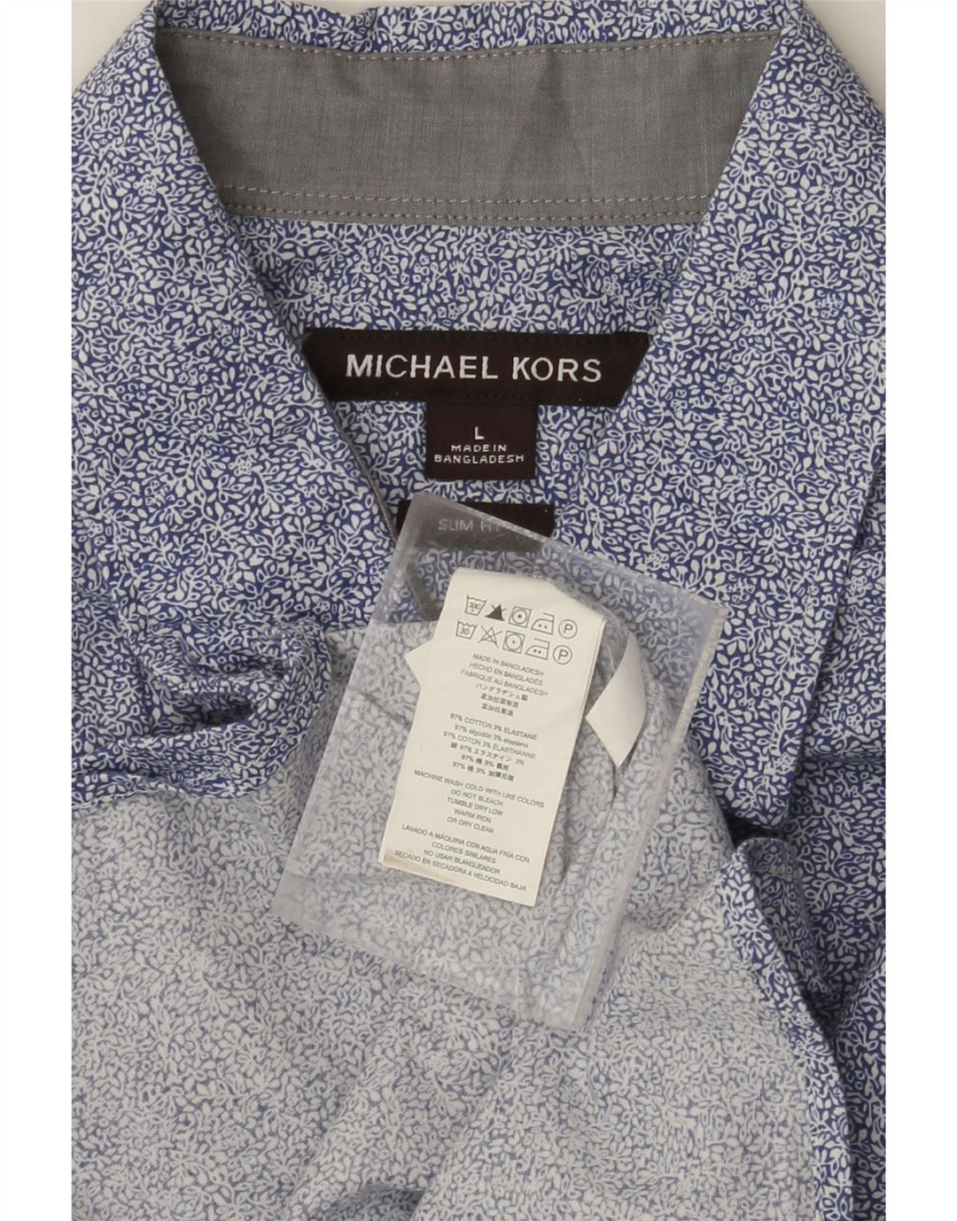 Cămașă pentru bărbați MICHAEL KORS Slim Fit, mare, albastru, bumbac floral