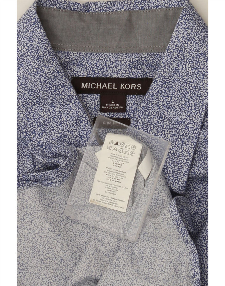 Cămașă pentru bărbați MICHAEL KORS Slim Fit, mare, albastru, bumbac floral