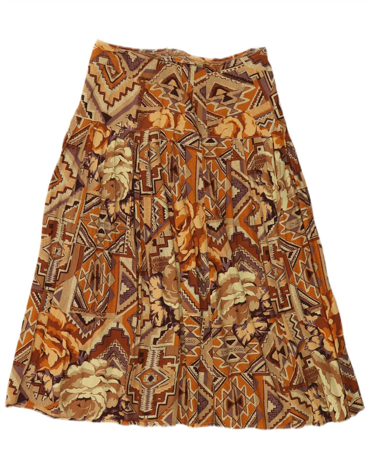 Fusta plisată pentru femei VINTAGE Medium W30 Brown Patchwork Bumbac