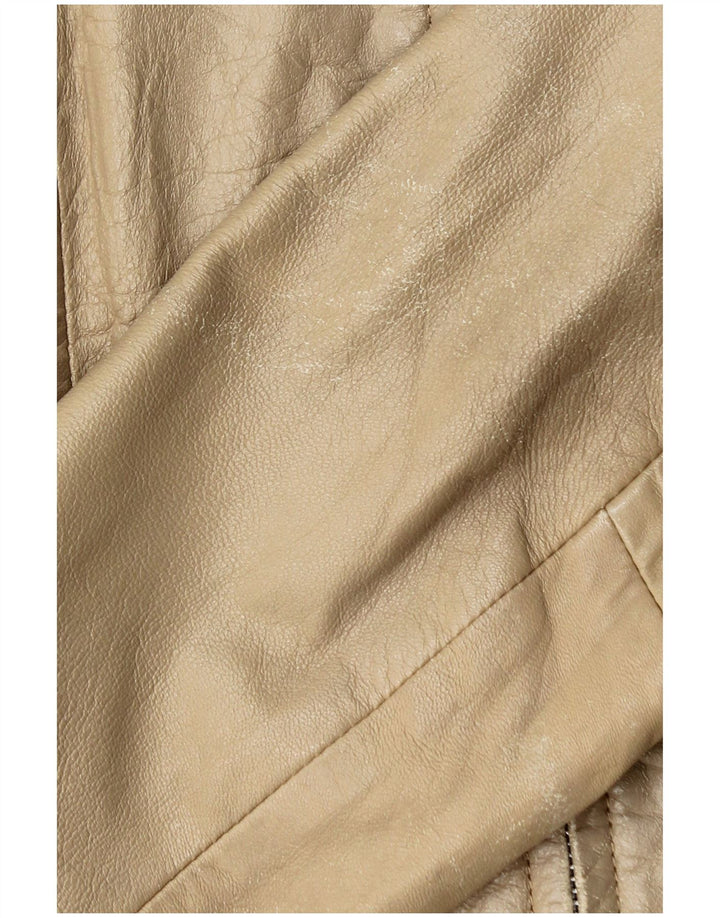 Jachetă de piele pentru femei Zara UK 14, mare, bej