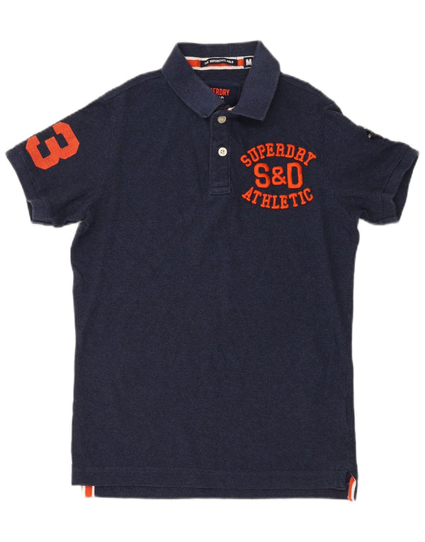 Tricou polo grafic pentru bărbați Superdry, bumbac, albastru bleumarin mediu