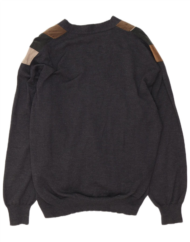 DALMINE Pulover cardigan din piele intoarsa pentru barbati IT 52 mare gri Colorblock
