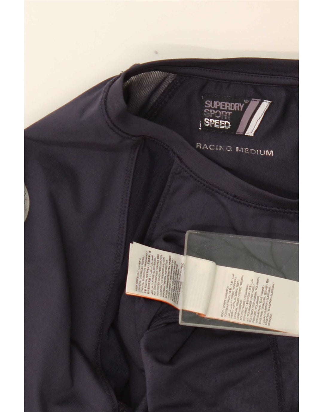 Top grafic Superdry pentru femei cu mânecă lungă UK 12 Medium Bleumarin Colorblock