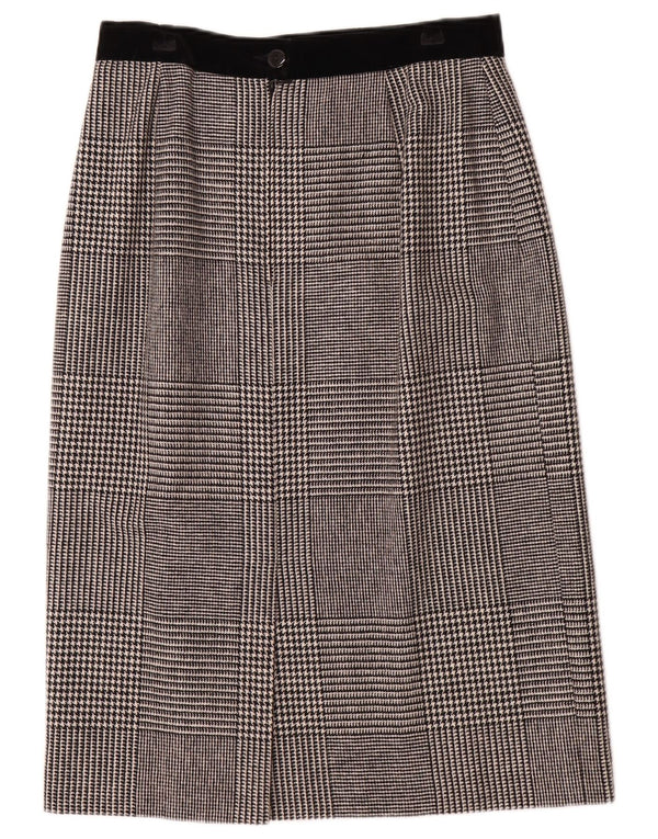 Fusta midi pentru femei Louis Feraud UK 16 Lână mare W30 gri Houndstooth