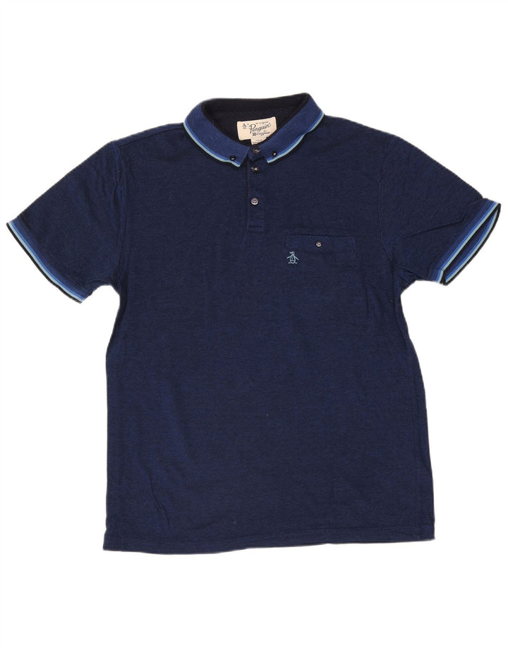 Tricou polo pentru bărbați Penguin, mare, din bumbac cu dungi, albastru bleumarin