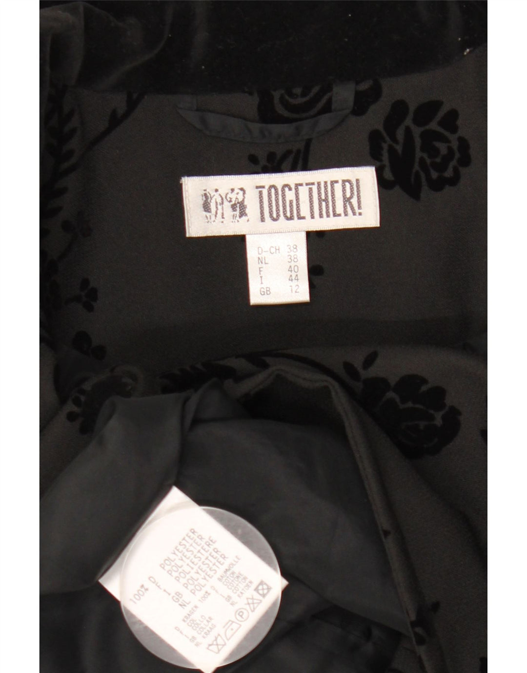 Sacou blazer Together pentru femei cu 2 nasturi cu paragate UK 12 Medium Black Floral