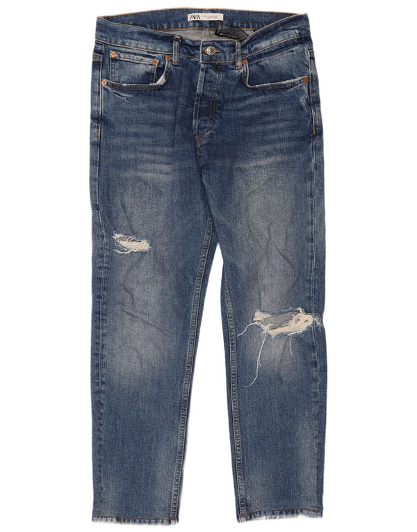 Blugi tăiați pentru bărbați Zara EU 42 Large W32 L26 Blue Bumbac