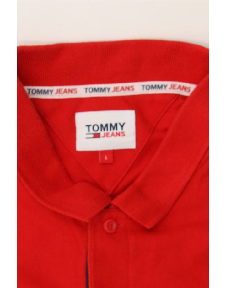 TOMMY HILFIGER Mens Polo Shirt Large Red Cotton Vintage Tommy Hilfiger and Second-Hand Tommy Hilfiger from Messina Hembry 
