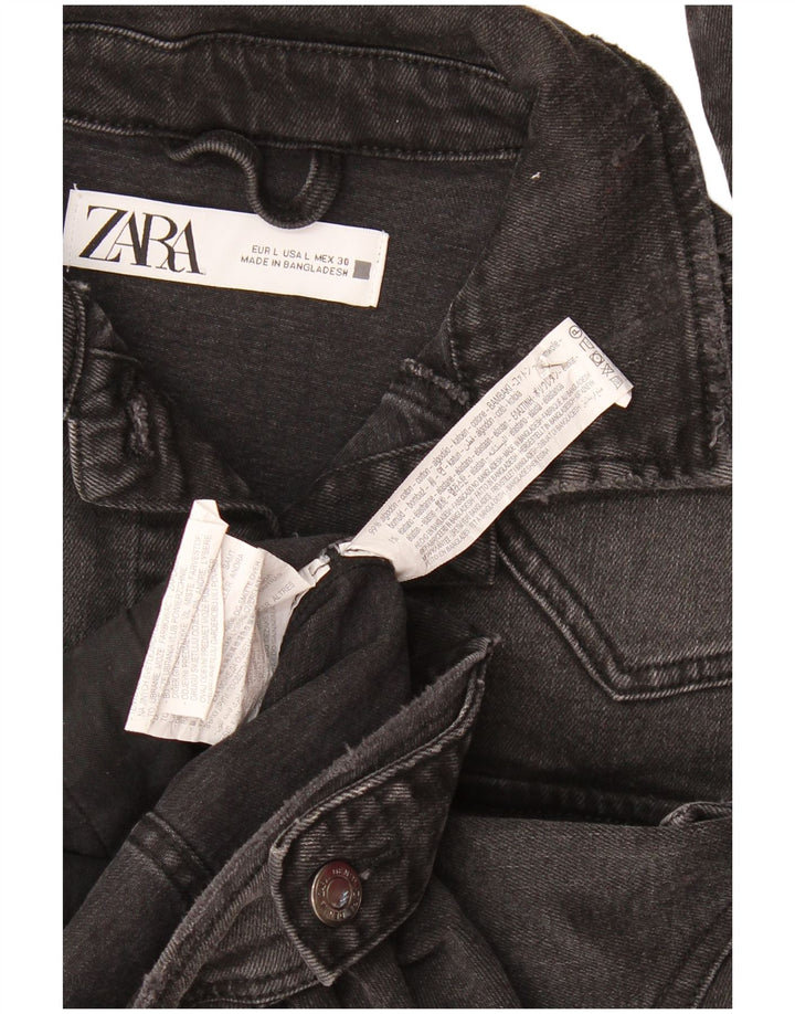Jachetă de blugi pentru femei Zara UK 16 mare, negru, bumbac