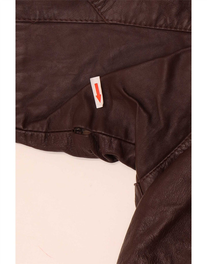 Jachetă de piele vintage pentru femei UK 14 mare maro