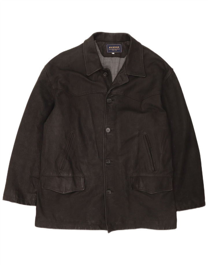 Jachetă de piele vintage pentru bărbați UK 42 XL neagră