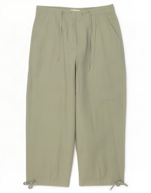 Marks & Spencer Pantaloni tăiați cu talie înaltă pentru femei UK 14 Large W32 L26 Khak