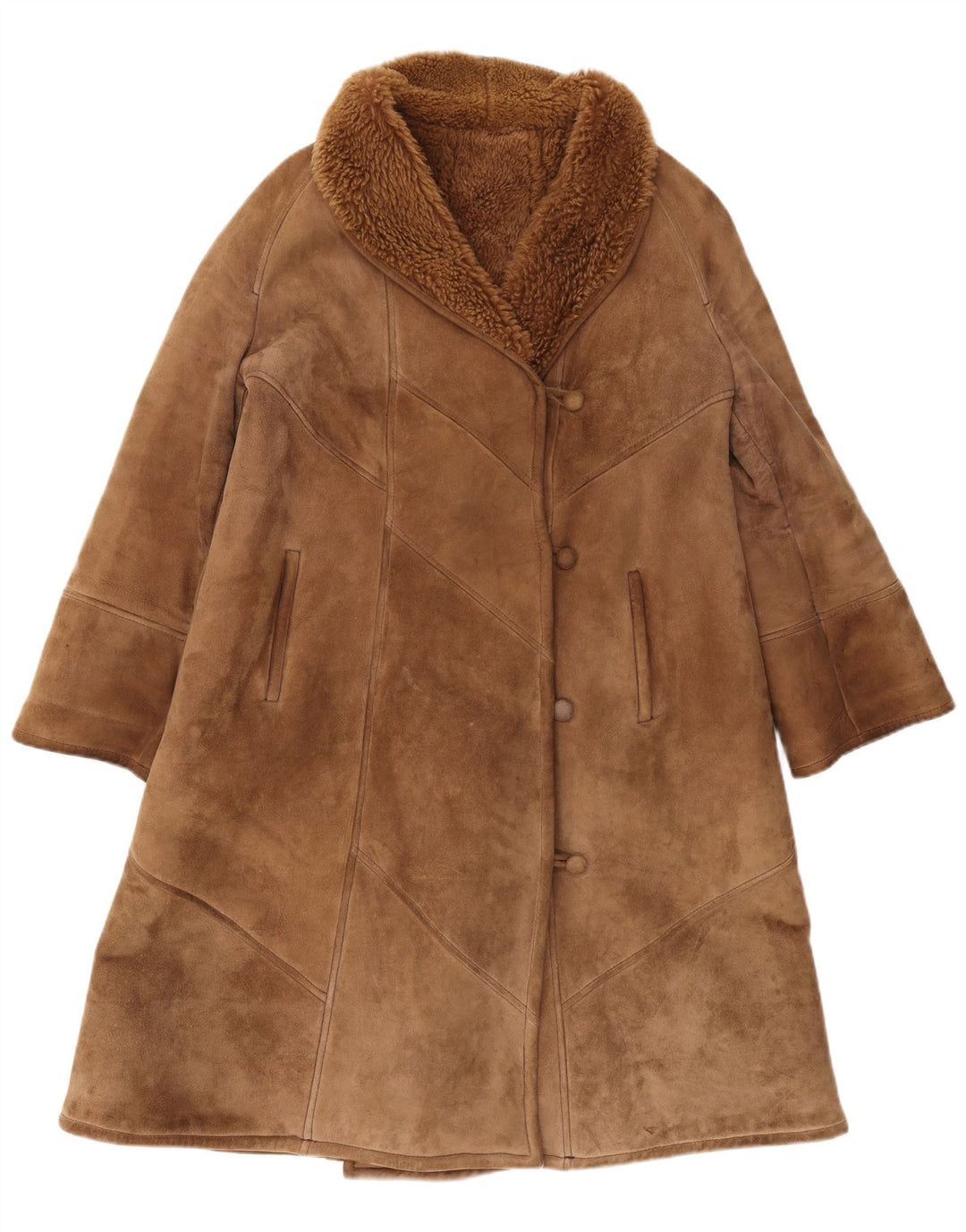 Palton din shearling vintage pentru femei IT 44 maro mediu din shearling clasic