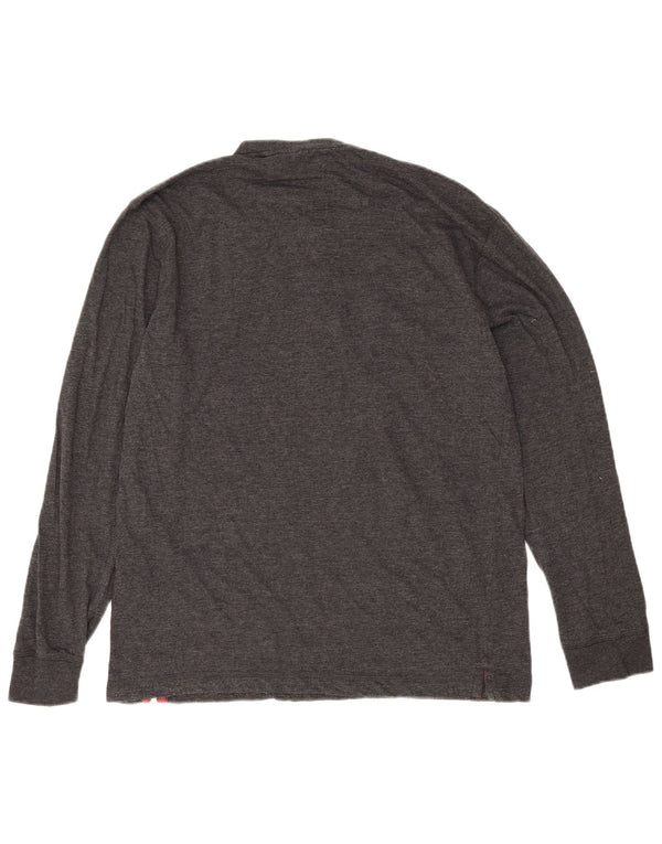 Chaps Mens Top Long Sleeve Medium Grey Flecked Cotton
