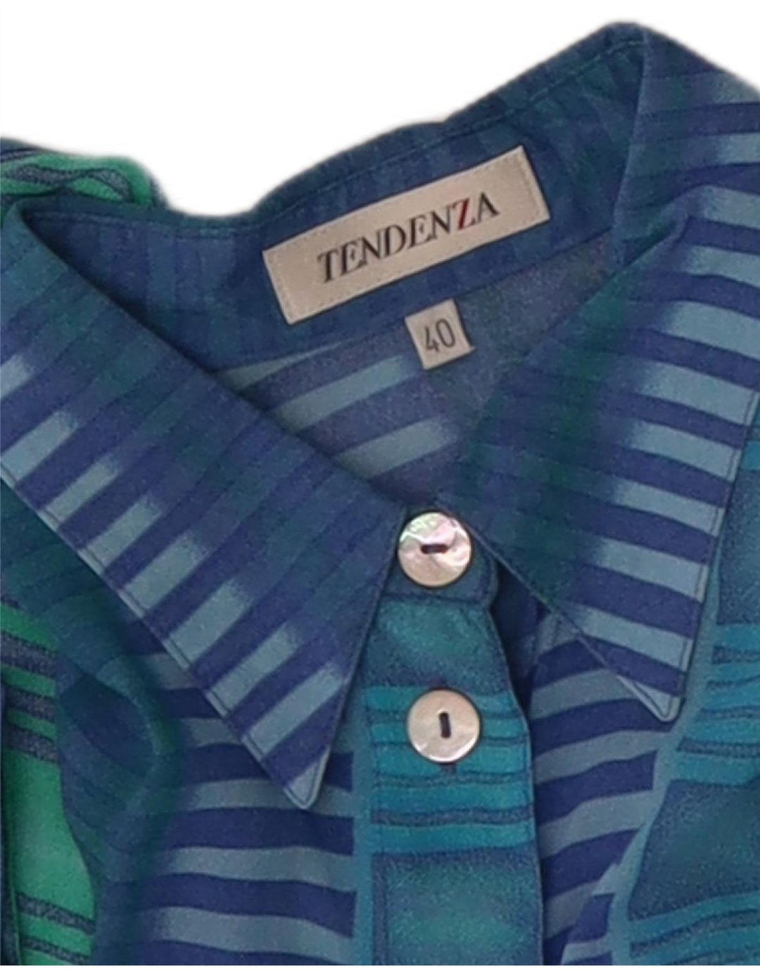 TENDENZA Womens Short Sleeve Shirt EU 40 Medium Blue Striped