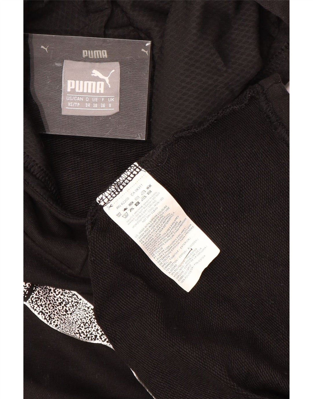 Pulover cu glugă cu grafic PUMA pentru femei UK 8 Small Negru Poliester
