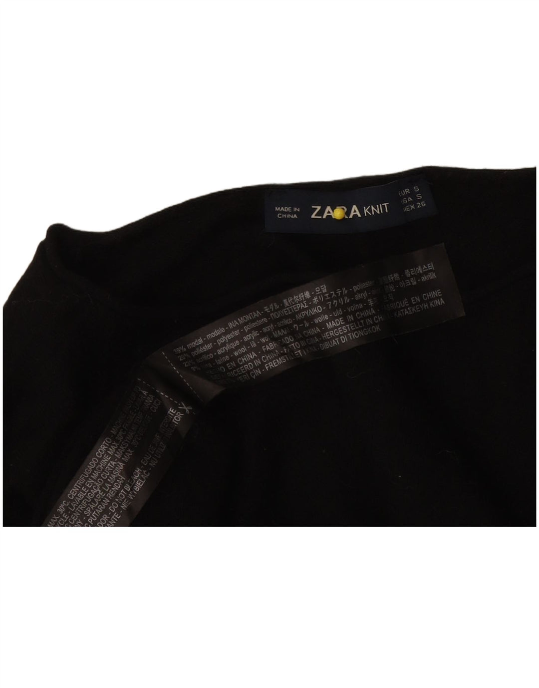 Top femeie Zara cu mânecă lungă UK 10 mic negru modal