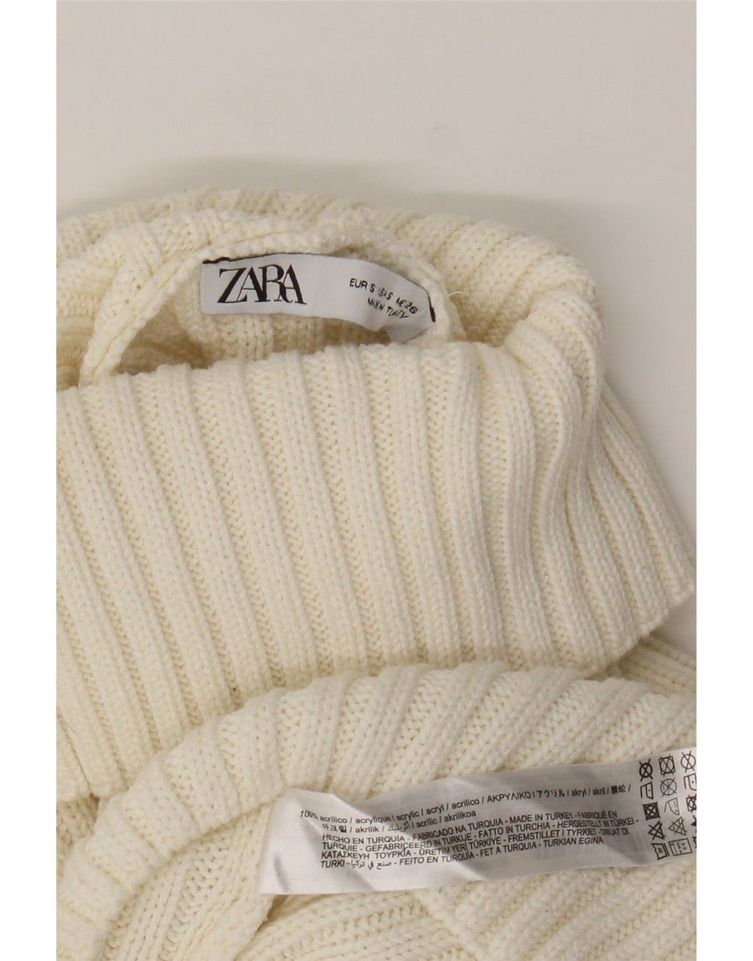 Pulover oversized cu gât rulat Zara pentru femei UK 10 Small White
