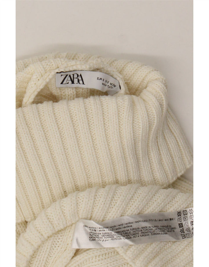 Pulover oversized cu gât rulat Zara pentru femei UK 10 Small White
