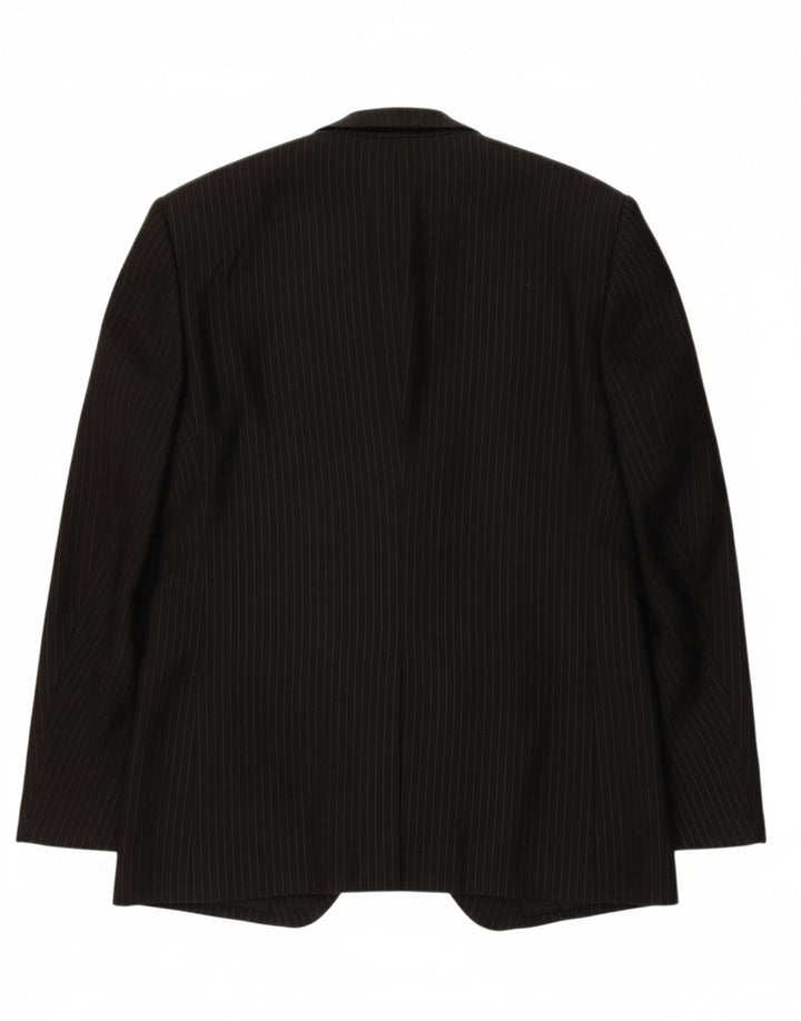 CARLO PIGNATELLI Mens 1 Button Blazer Jacket IT 52 XL Black Pinstripe Vintage Carlo Pignatelli and Second-Hand Carlo Pignatelli from Messina Hembry 