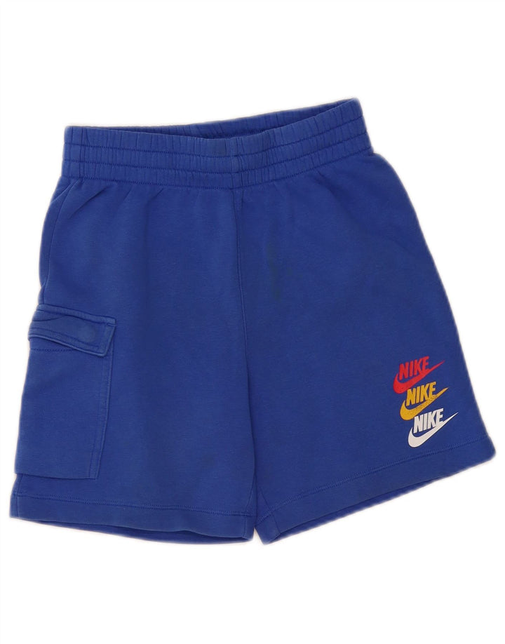 Pantaloni scurți sport grafic NIKE pentru băieți 10-11 ani, bumbac albastru mediu