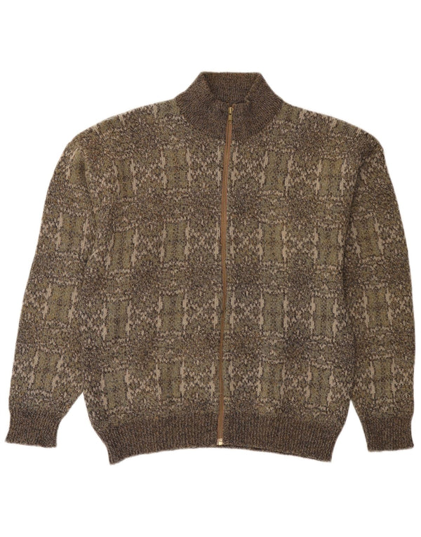 Pulover Cardigan Vintage pentru bărbați Medium Khaki Fair Isle