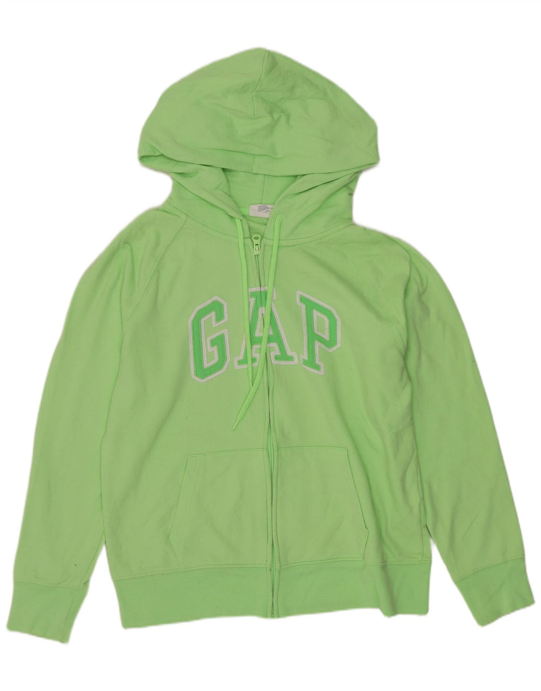 GAP Pulover cu glugă cu fermoar grafic pentru femei UK 16, bumbac verde mare