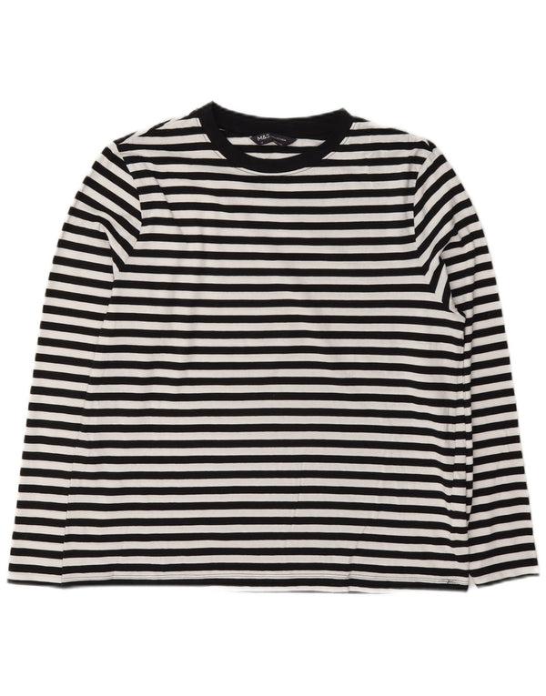 Marks & Spencer Top pentru femei cu mânecă lungă UK 12 Medium White Striped Nautical