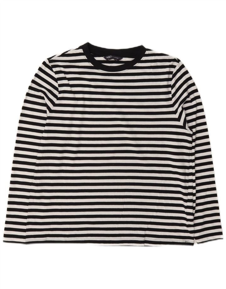 Marks & Spencer Top pentru femei cu mânecă lungă UK 12 Medium White Striped Nautical