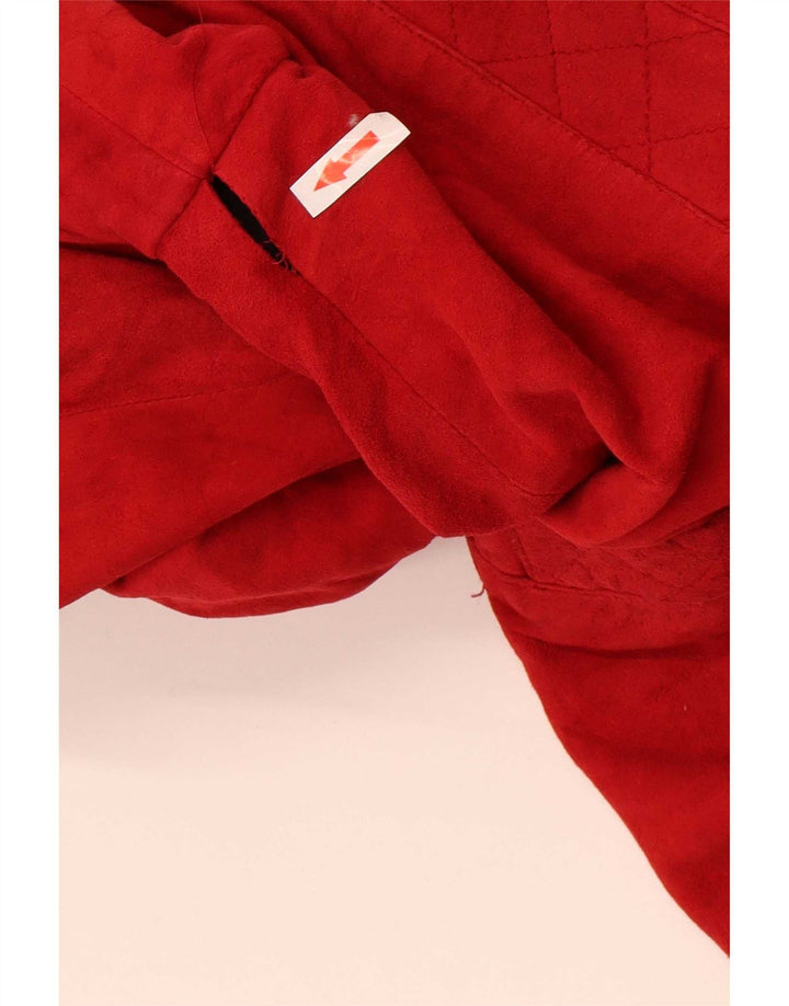 Blazer Vintage pentru femei cu 1 nasture din piele intoarsa UK 12 Medium Red