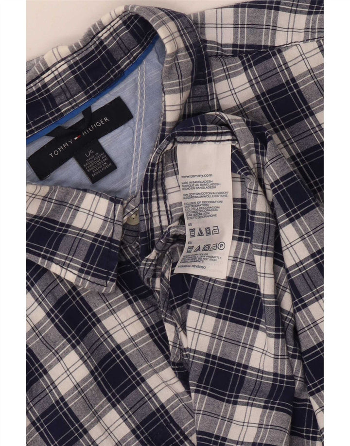 Cămașă de flanel pentru bărbați Tommy Hilfiger, mare, din bumbac cu carouri bleumarin