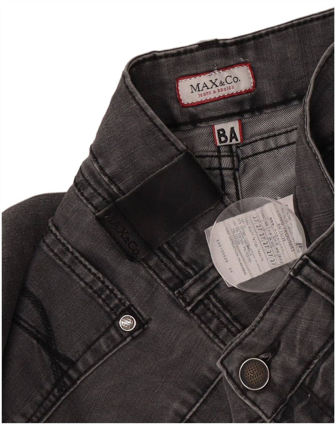 Max & Co. Blugi slim pentru femei W27 L28 bumbac gri