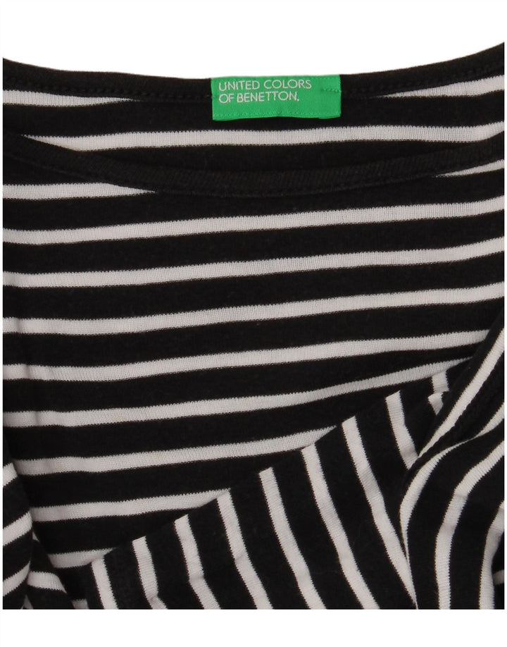 Benetton Top pentru femei cu mâneci 3/4 UK 12 Medium Black Striped Nautical
