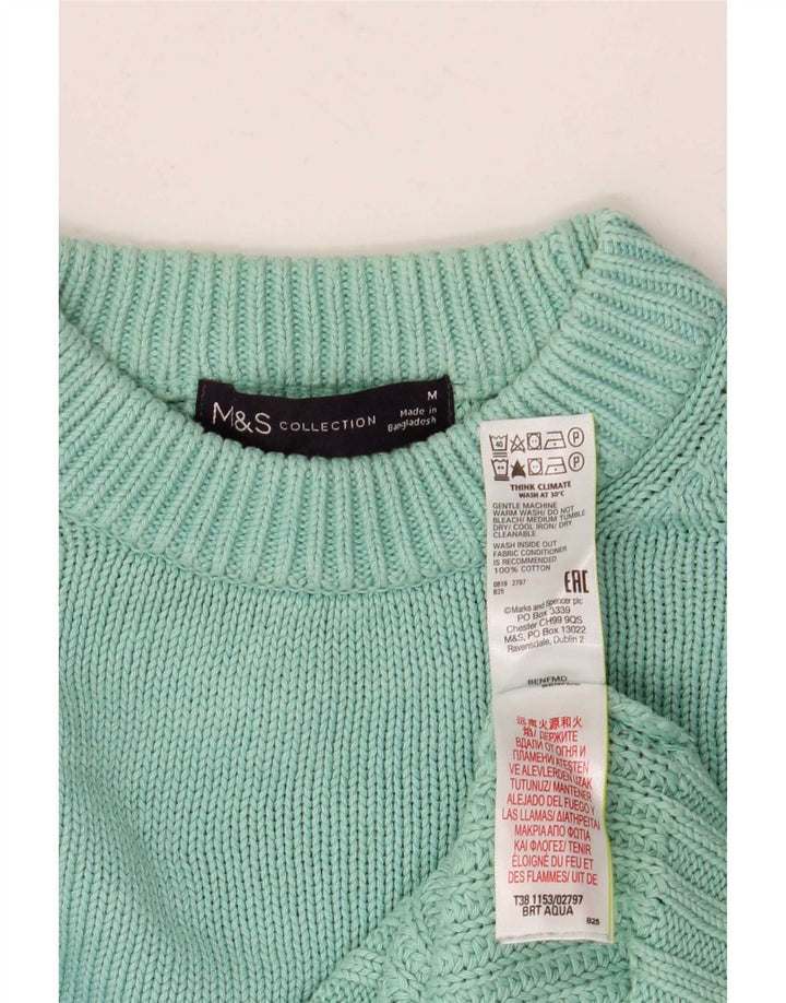 Pulover pentru bărbați Marks & Spencer cu gât roșu, bumbac turcoaz mediu