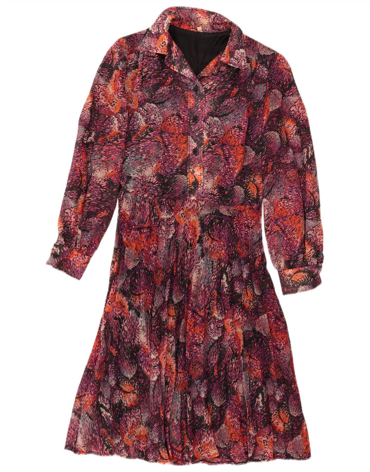 Rochie cămașă vintage pentru femei cu model abstract EU 40 Burgundy mediu