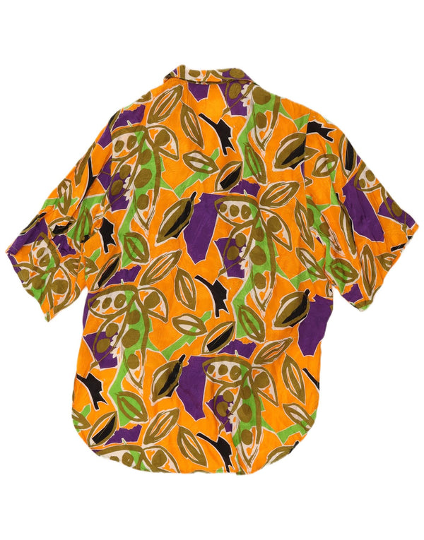 Bluză de cămașă cu cravată în față supradimensionată pentru femei vintage UK 10, galbenă, florală mică