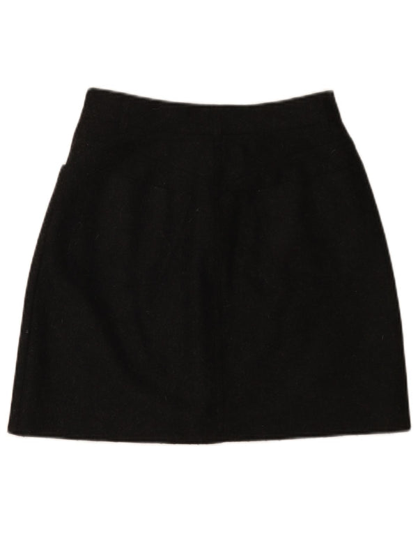 Fustă A-Line pentru femei VINTAGE IT 42 Medium W26 Lână neagră