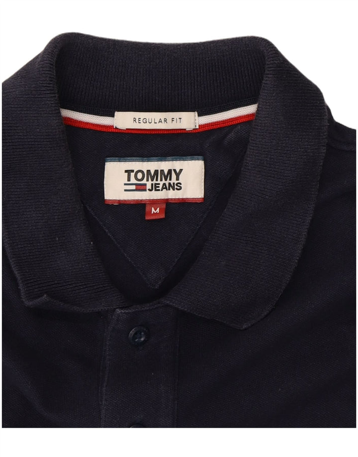 TOMMY HILFIGER Mens Regular Fit Polo Shirt Medium Navy Blue Cotton