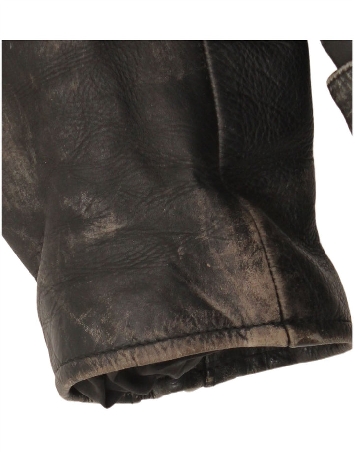 Jachetă vintage pentru bărbați din piele pentru motociclist UK 36, mic, negru