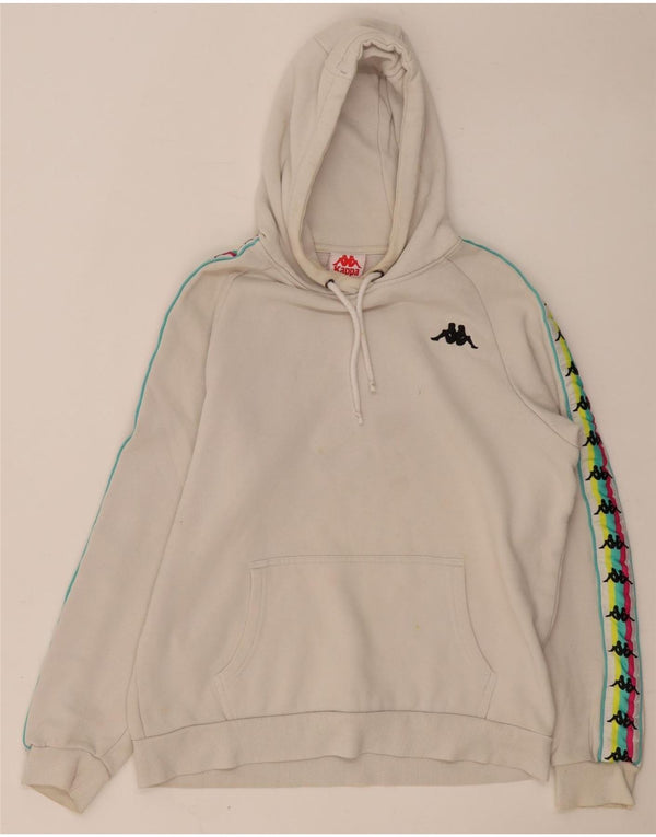 Pulover Kappa pentru femei cu capota cu grafic UK 14, bumbac color bloc, gri mediu