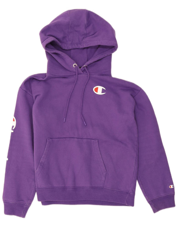 Pulover cu glugă supradimensionat pentru femei CHAMPION, UK 14, bumbac violet mediu