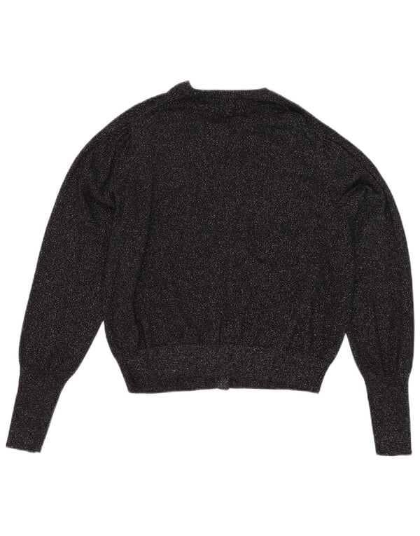 Marks & Spencer Pulover Crop Cardigan pentru Damă UK 14 Mare Negru Viscoză